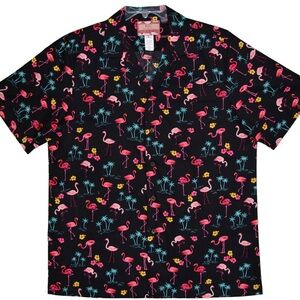 RJC MENS FLAMINGO HAWAIIAN SHIRT BUTTON DOWN MEDIUM
